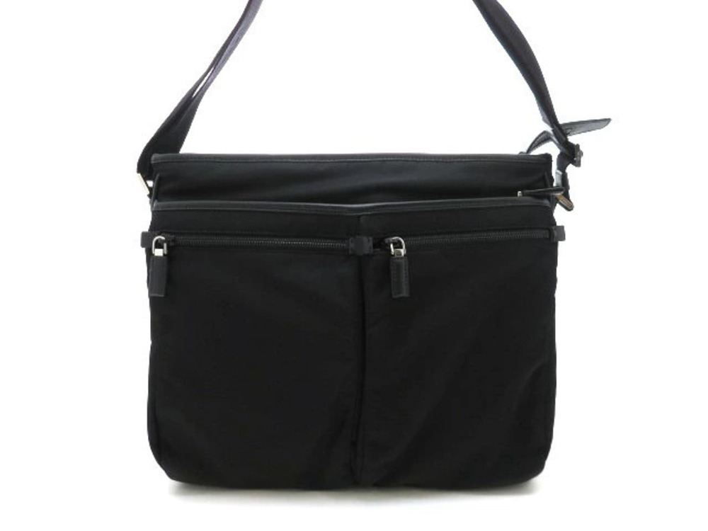 Prada bag shoulder black leather calf